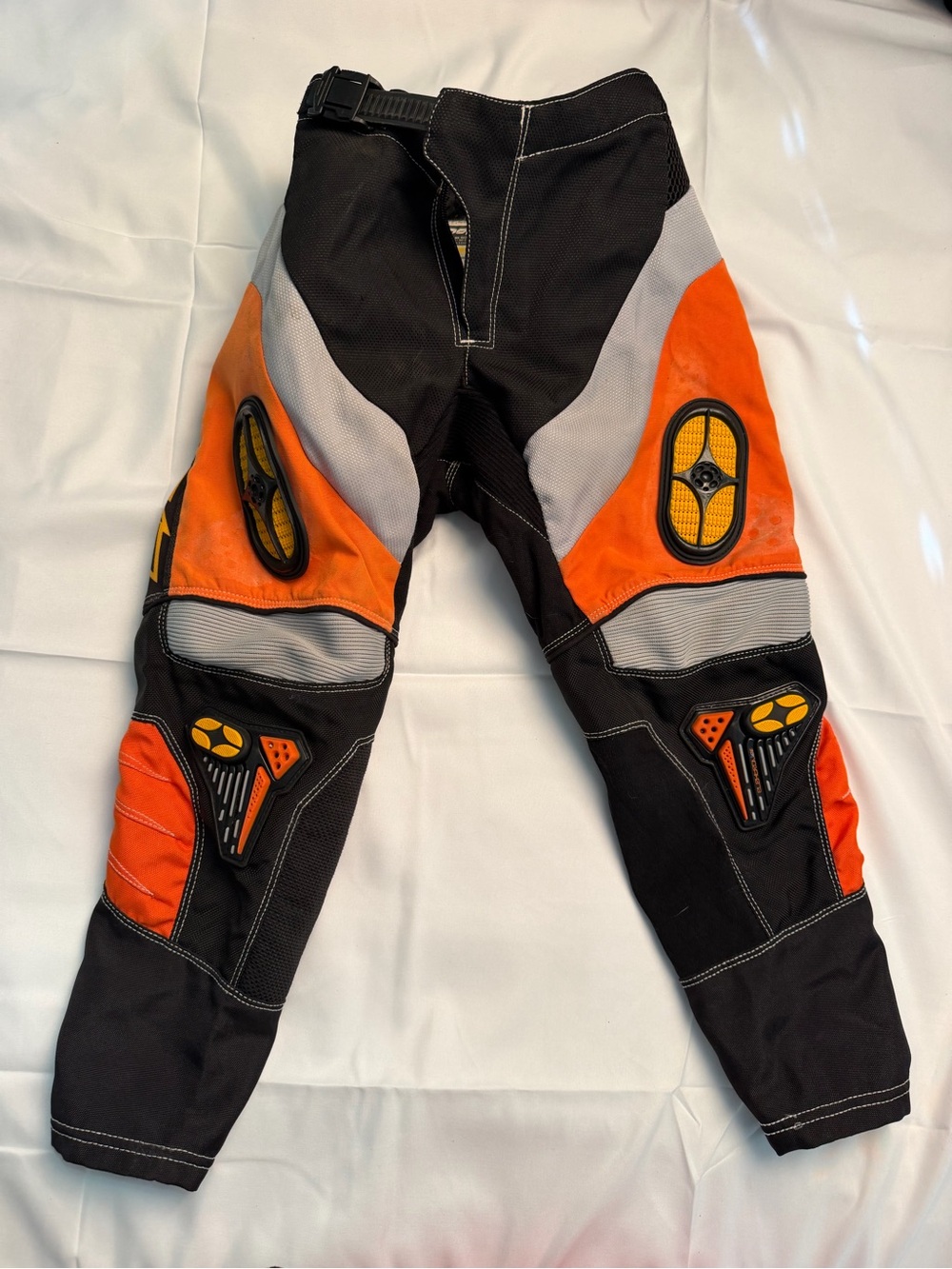 Youth No Fear Black and Orange Protective MX Riding Pants